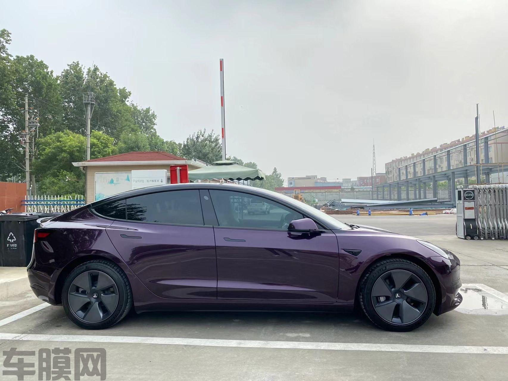 特斯拉Model 3 重金属黑魅紫改色膜 效果图