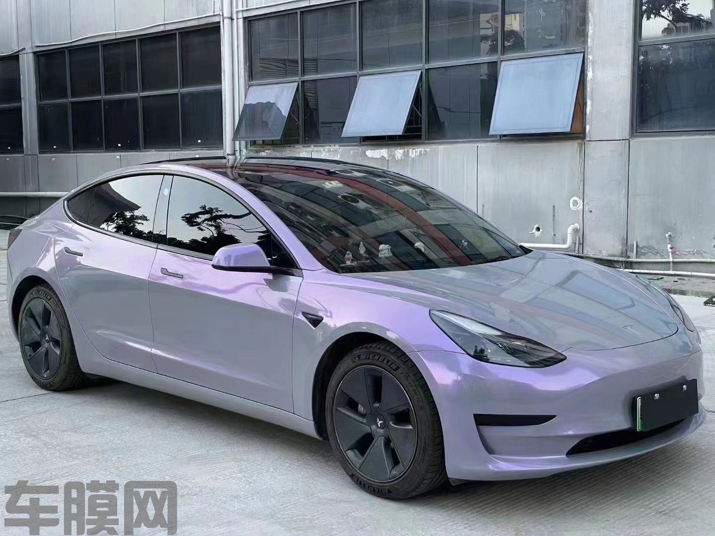 特斯拉Model 3 双色灰魅紫改色膜 效果图